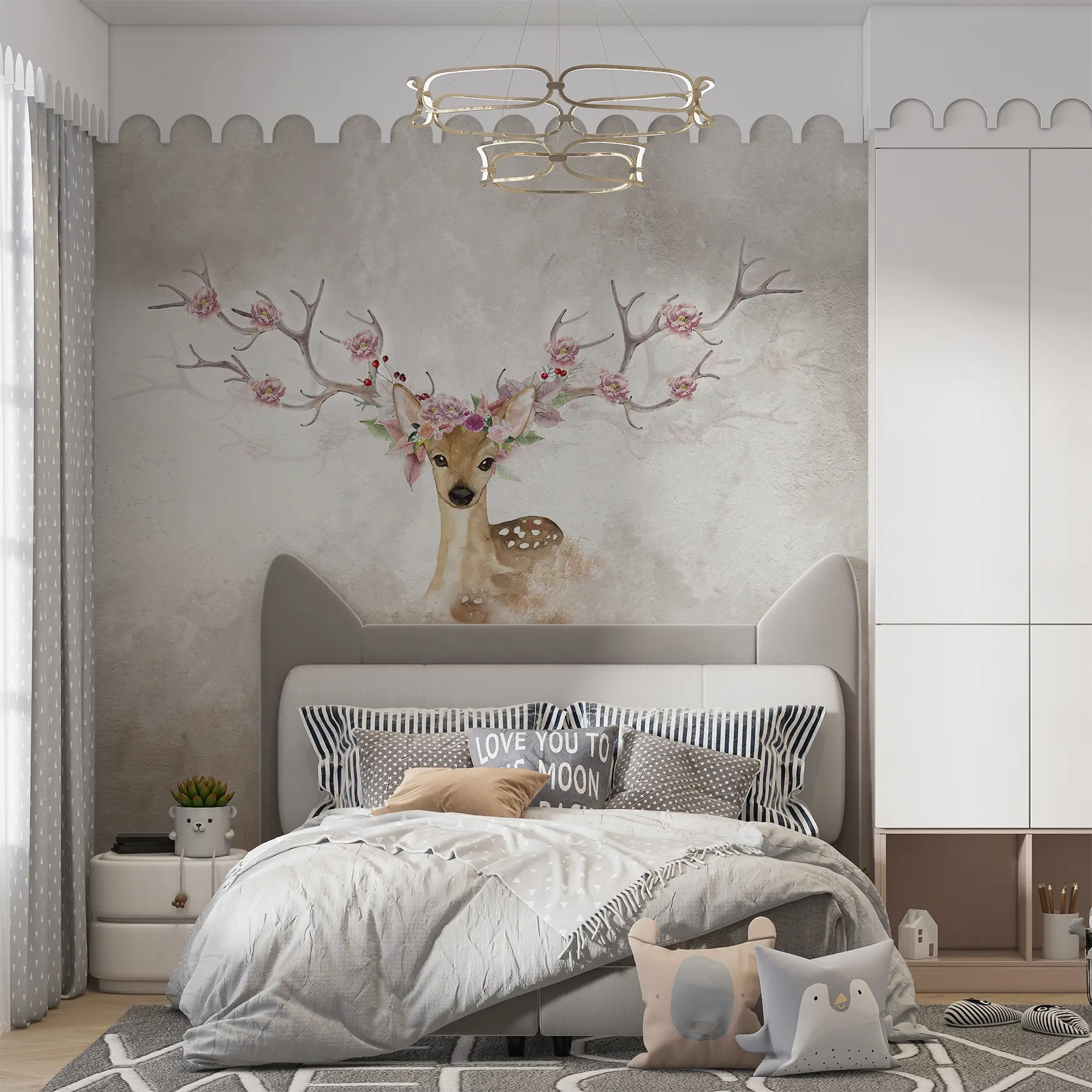 wall murals Јелени са цвећем на роговима u04671d1