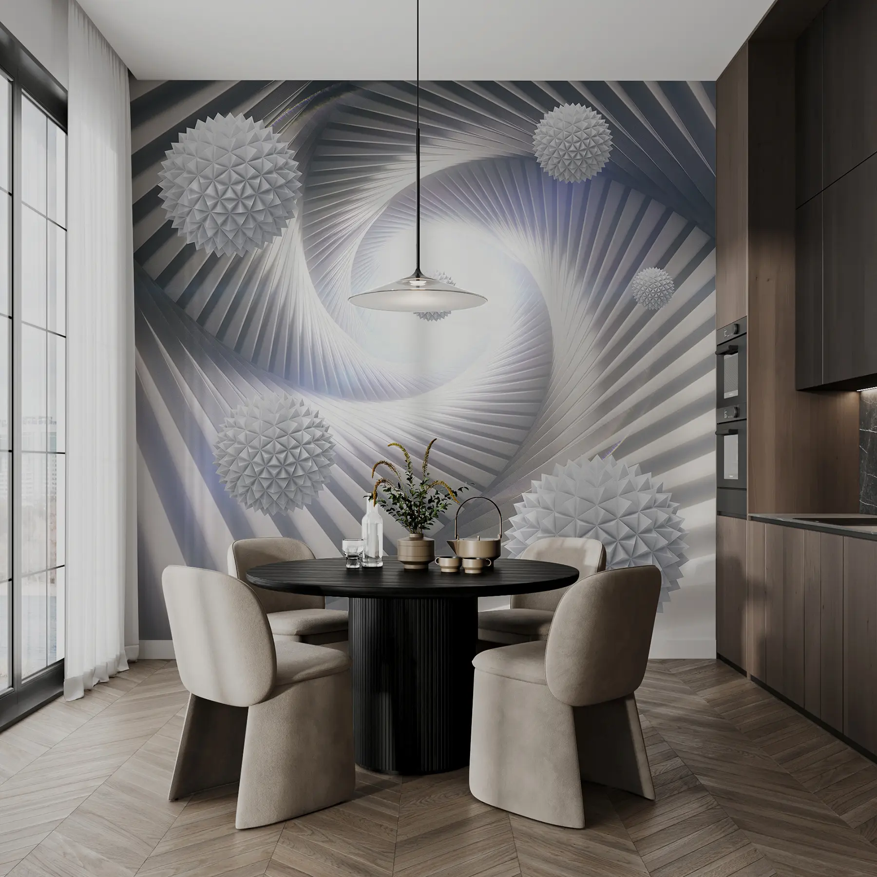 wall murals Тунел 3Д и куле u03120d1