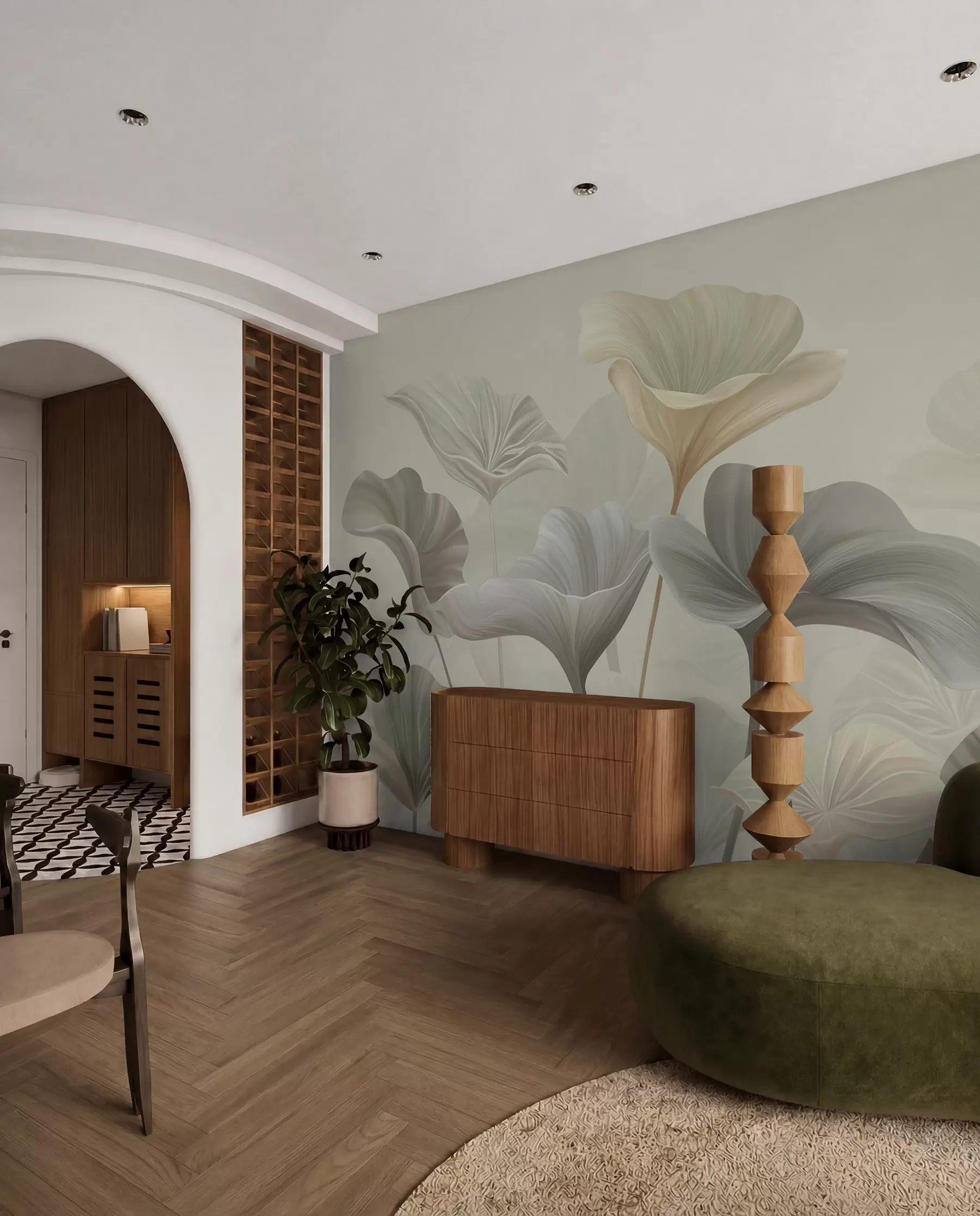wall murals Listovi u boji žalfije w00385