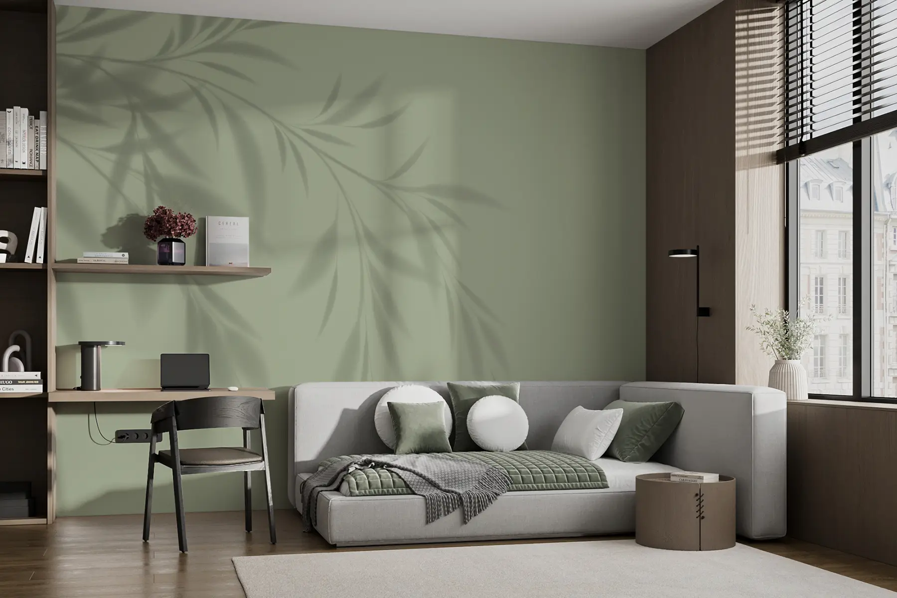wall murals лишће, сенка, боја маслине w00404