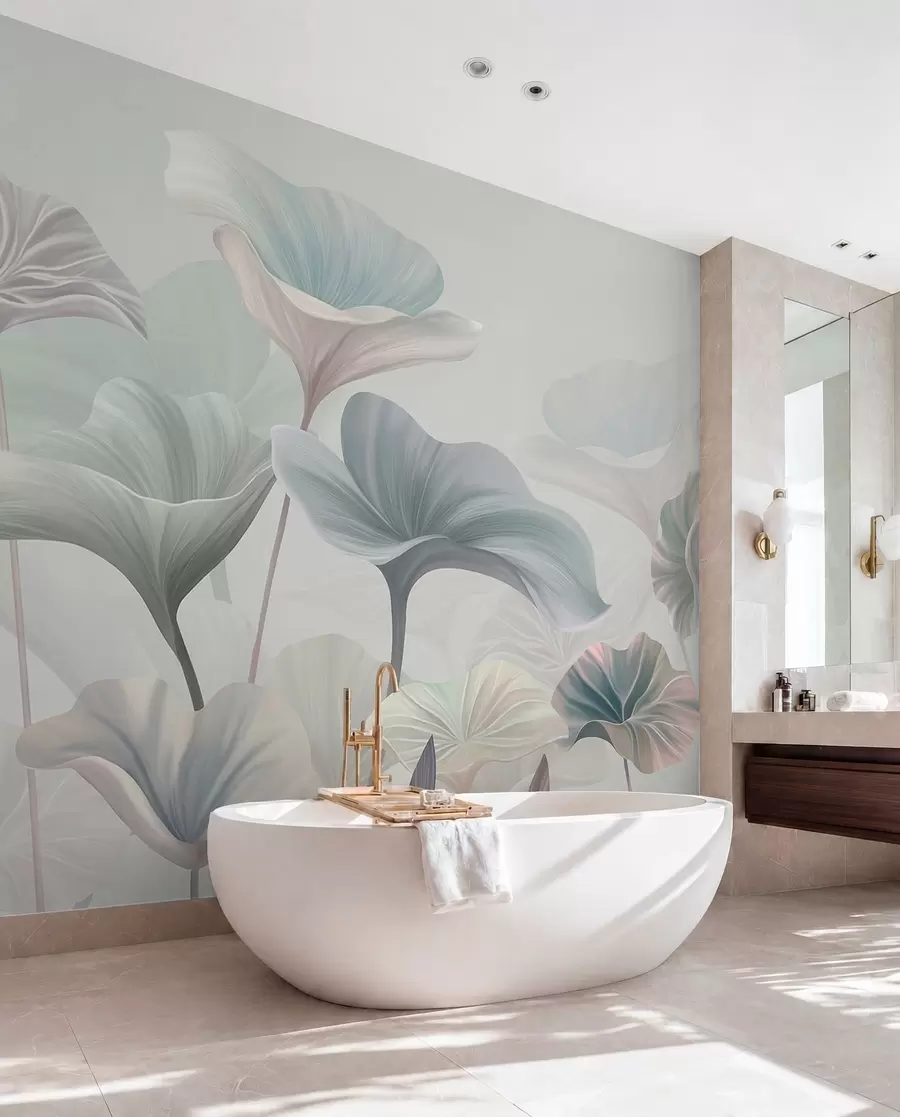 wall murals Plavi listovi se otvaraju w00385v2