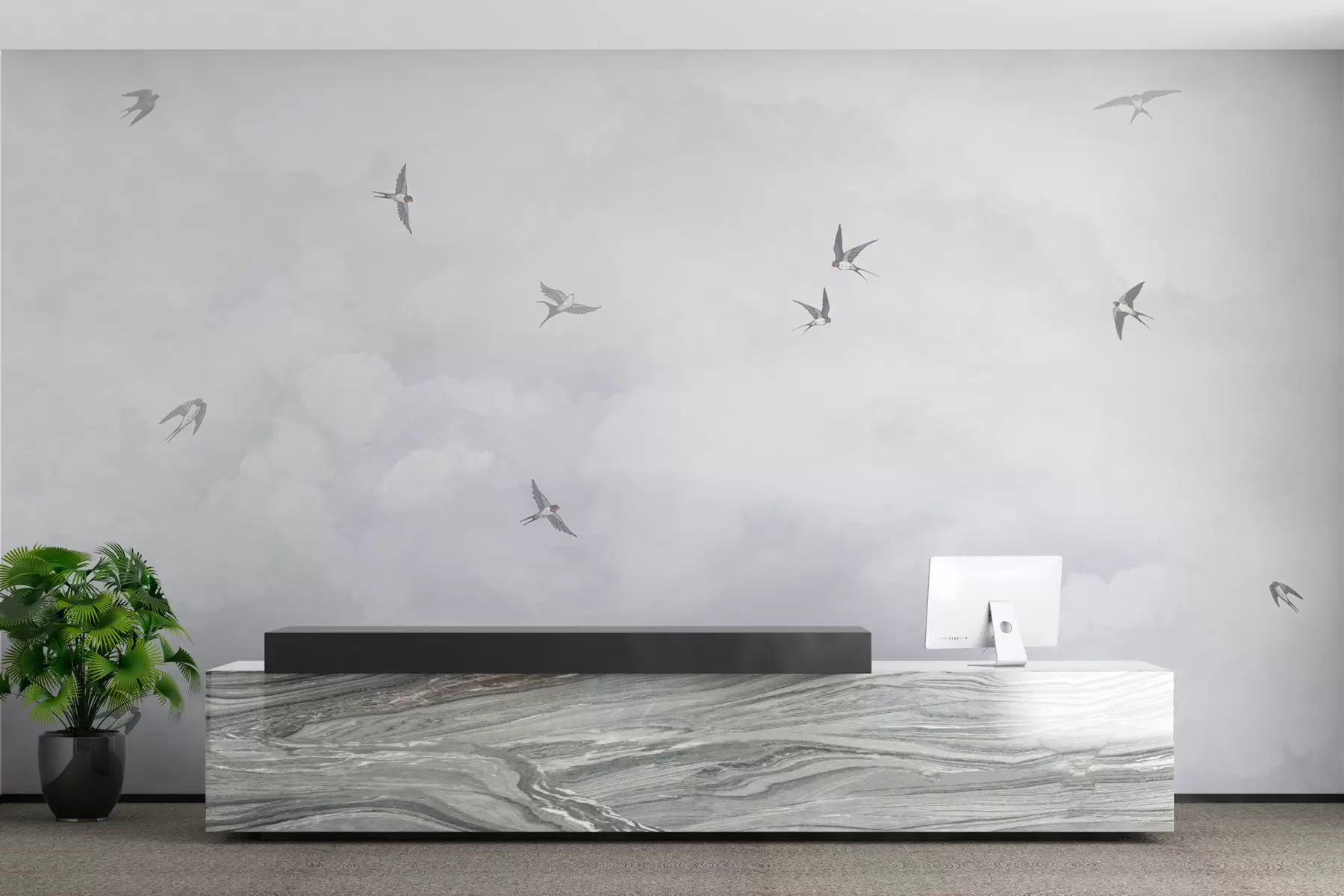 wall murals Плаво небо са ластама w00526