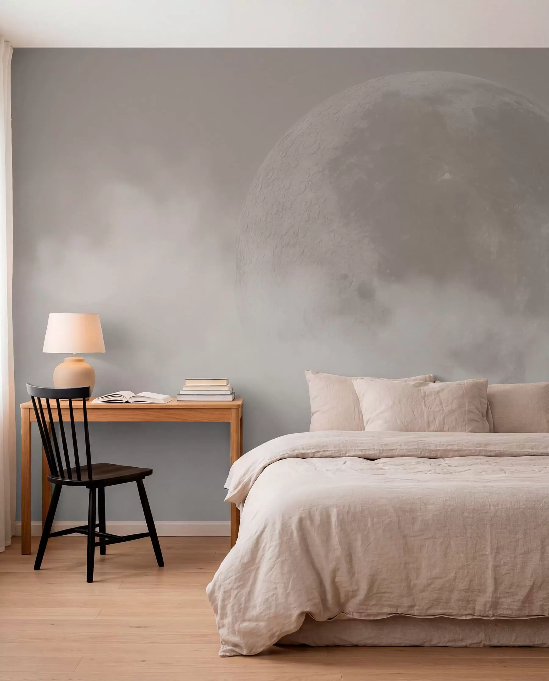wall murals Велики месец међу облацима у стилу поткровља беж боје w00548
