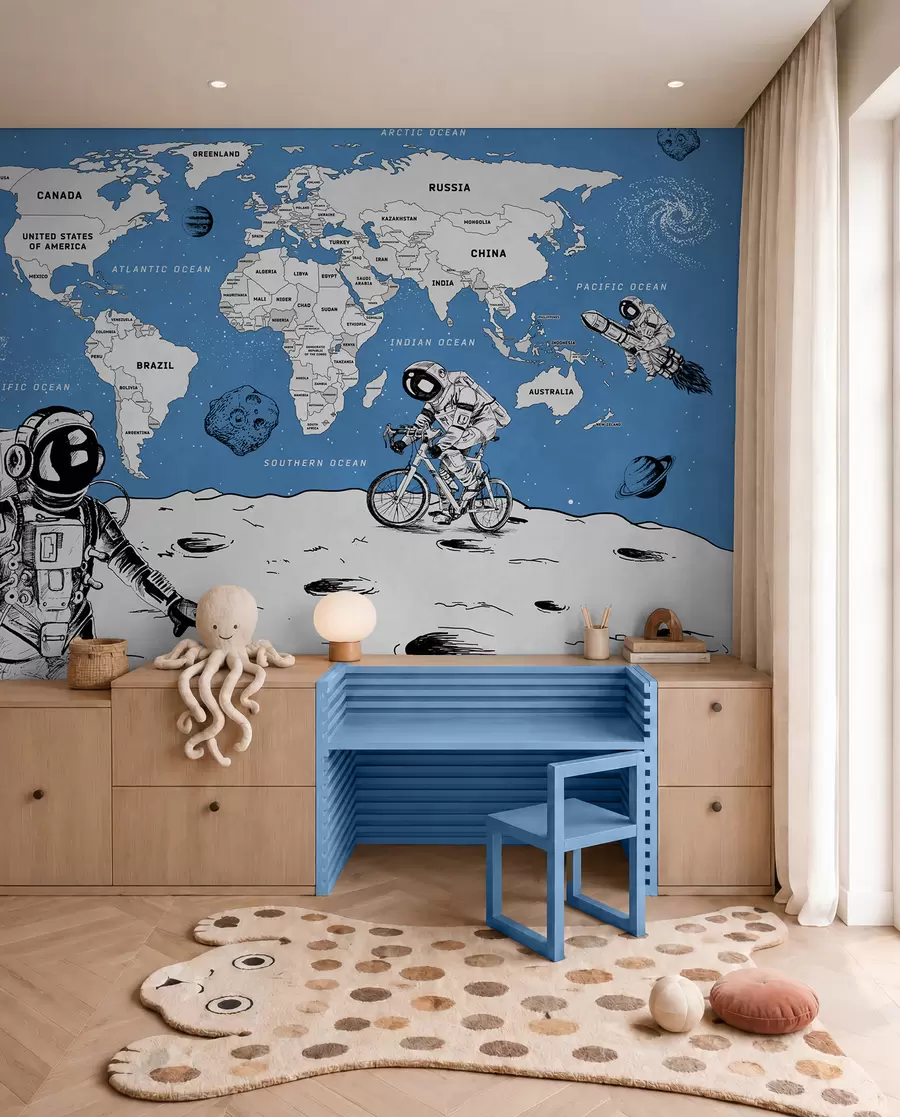 wall murals Карта света земаља у свемирском стилу w00473v1