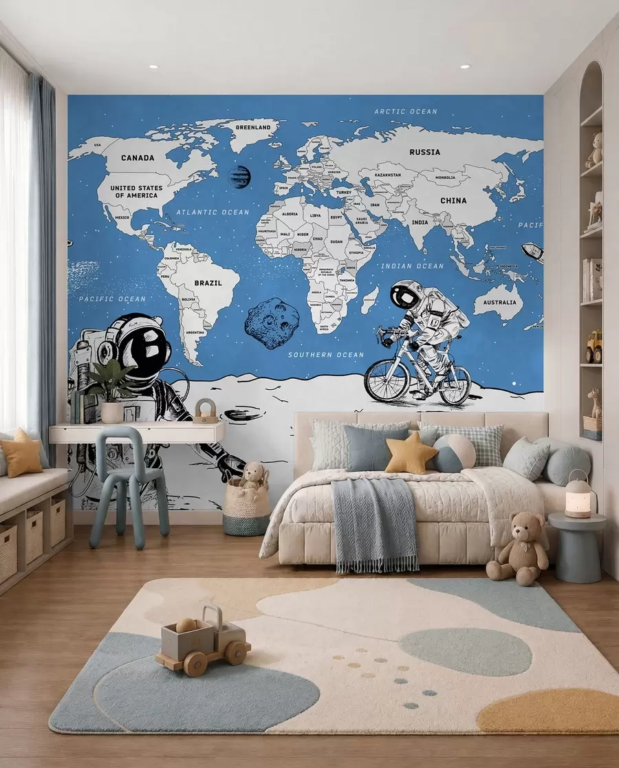 wall murals Карта света земаља у свемирском стилу w00473v1