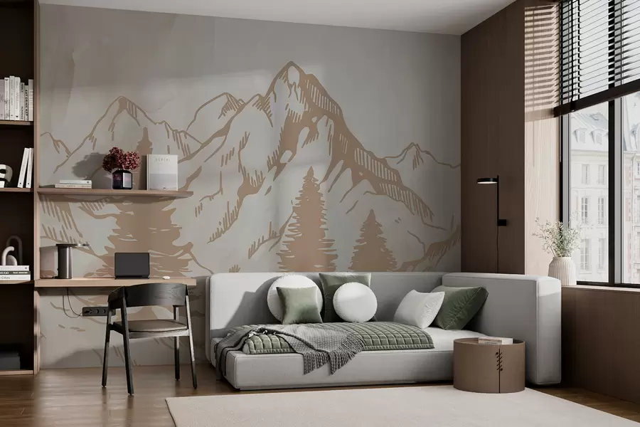 wall murals Планине на позадини старог папира w00665