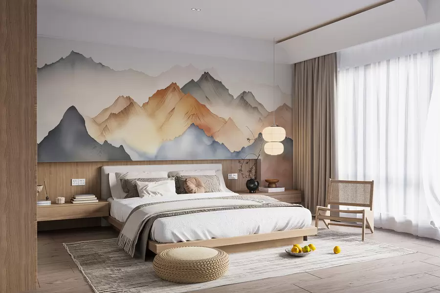 wall murals Апстрактне акварелне планине w00683