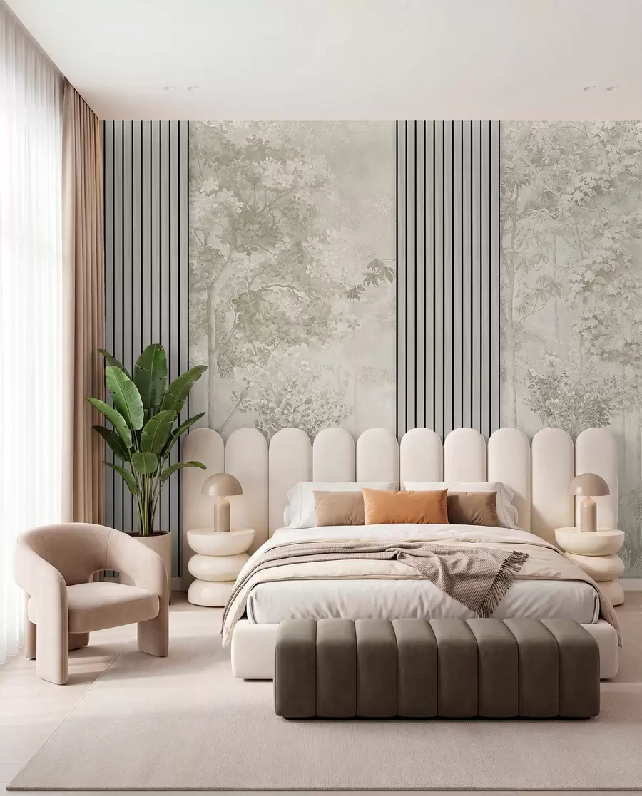 wall murals Crtež šume u boji žalfije w00670v2