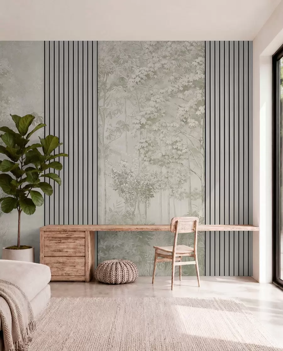 wall murals Crtež šume u boji žalfije w00670v2