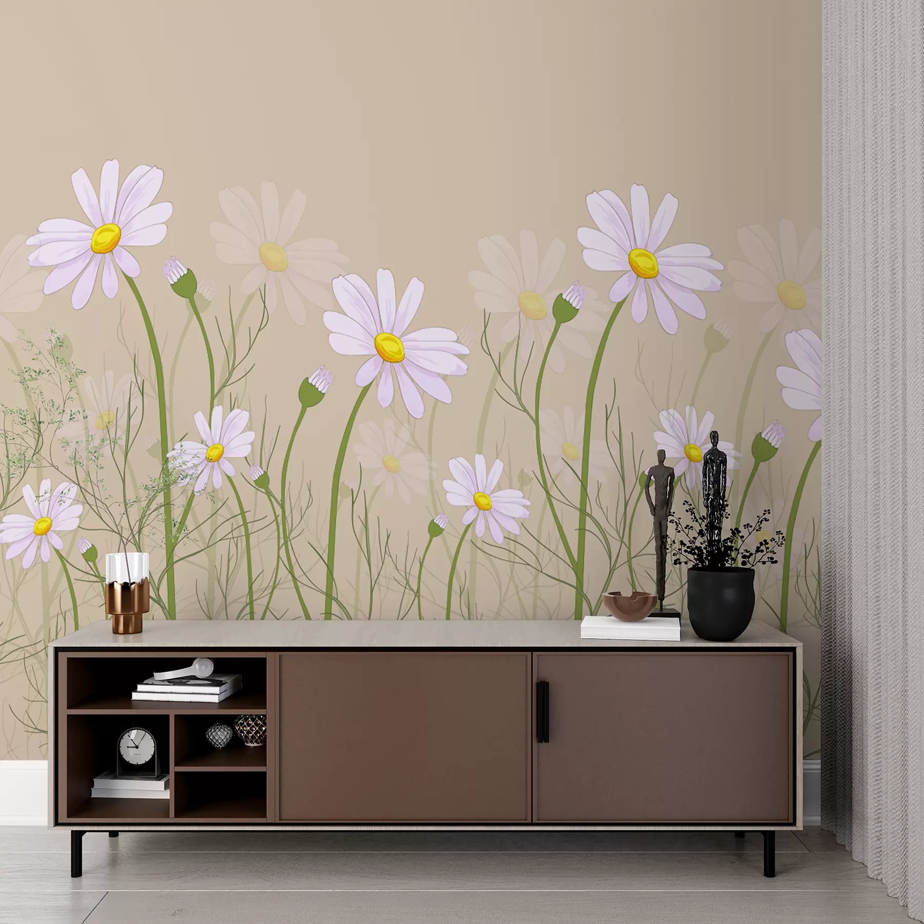 wall murals велике тратинчице на беж позадини w00802