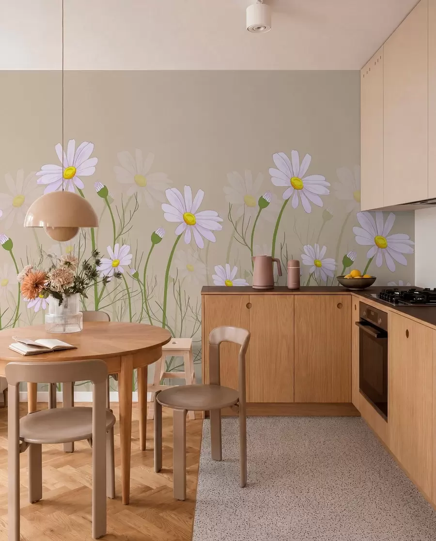 wall murals велике тратинчице на беж позадини w00802