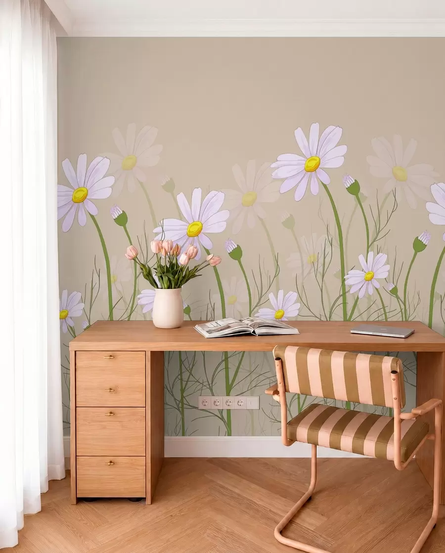 wall murals велике тратинчице на беж позадини w00802