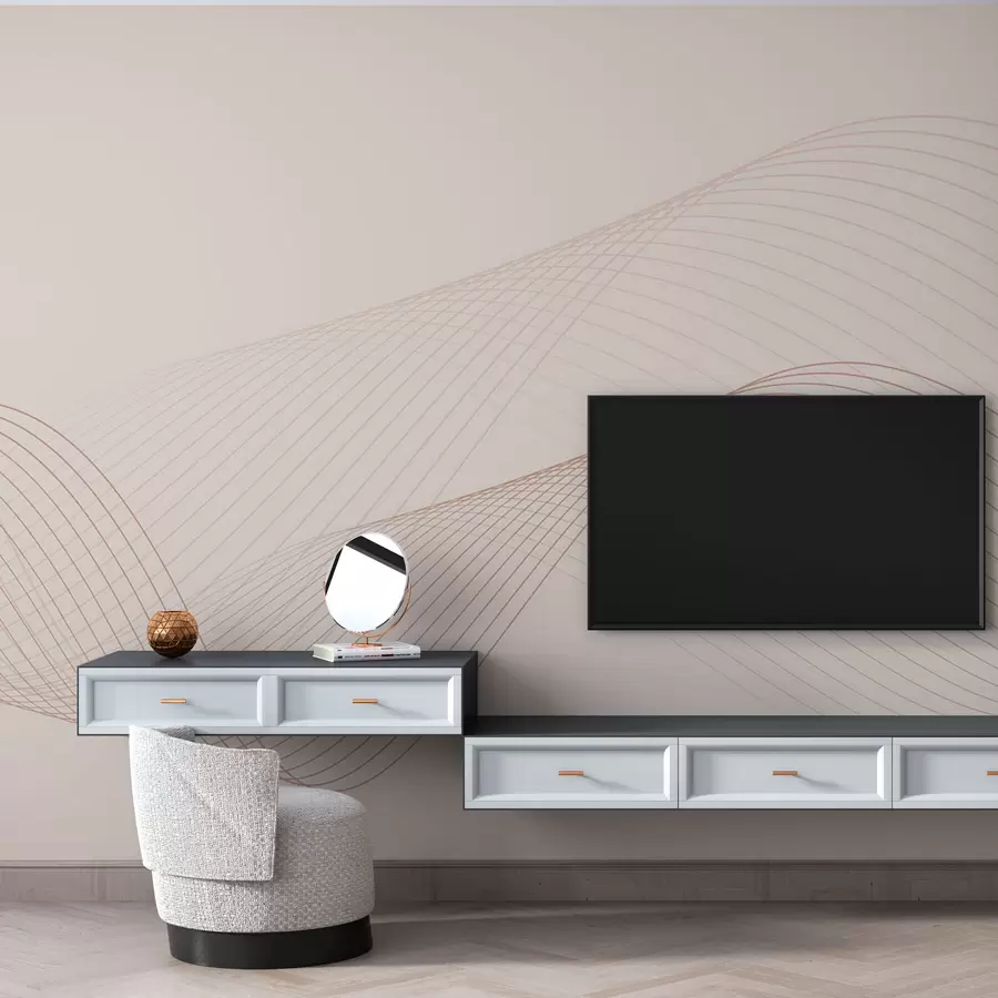 wall murals 3Д геометријске линије модеран тренд стил на беж позадини w00893v1