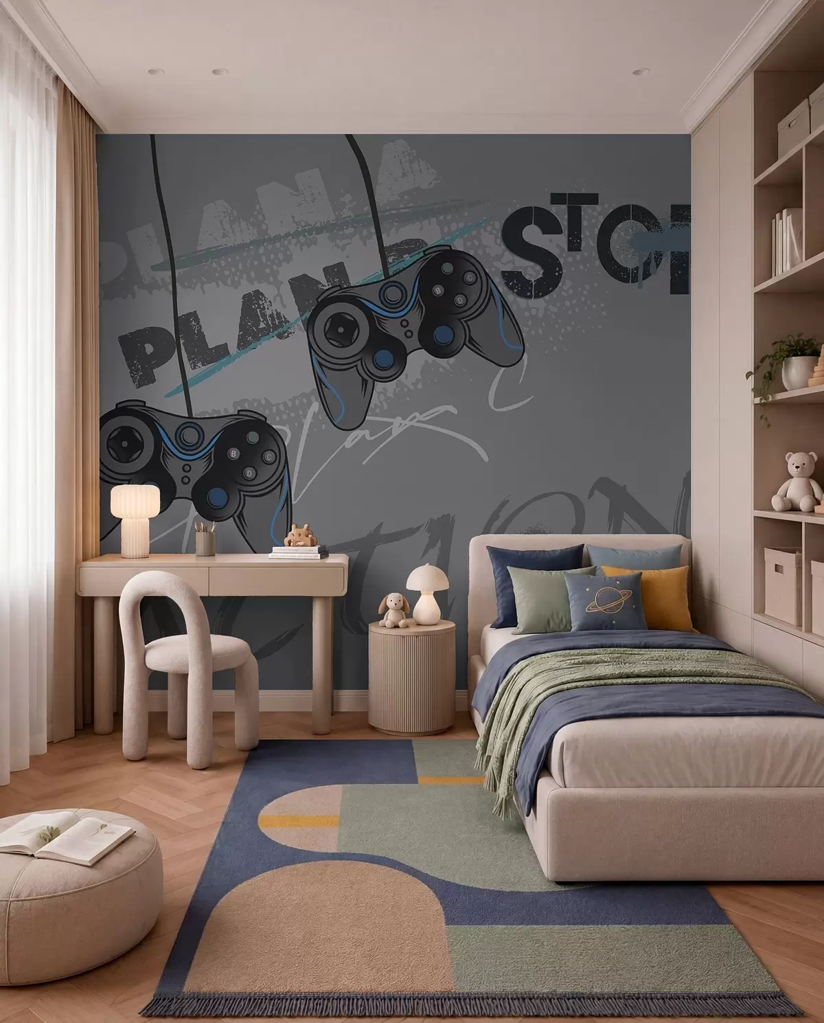 wall murals Vrijeme za igru u sivom w00829v1