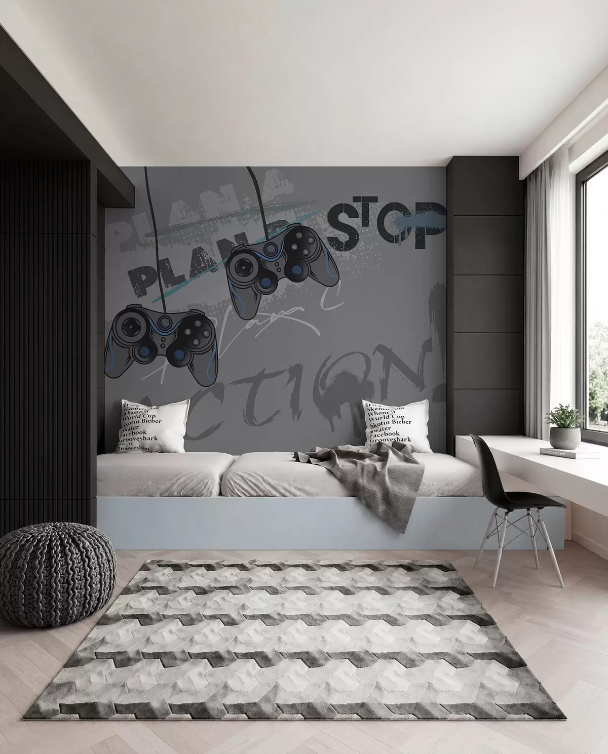 wall murals Vrijeme za igru u sivom w00829v1