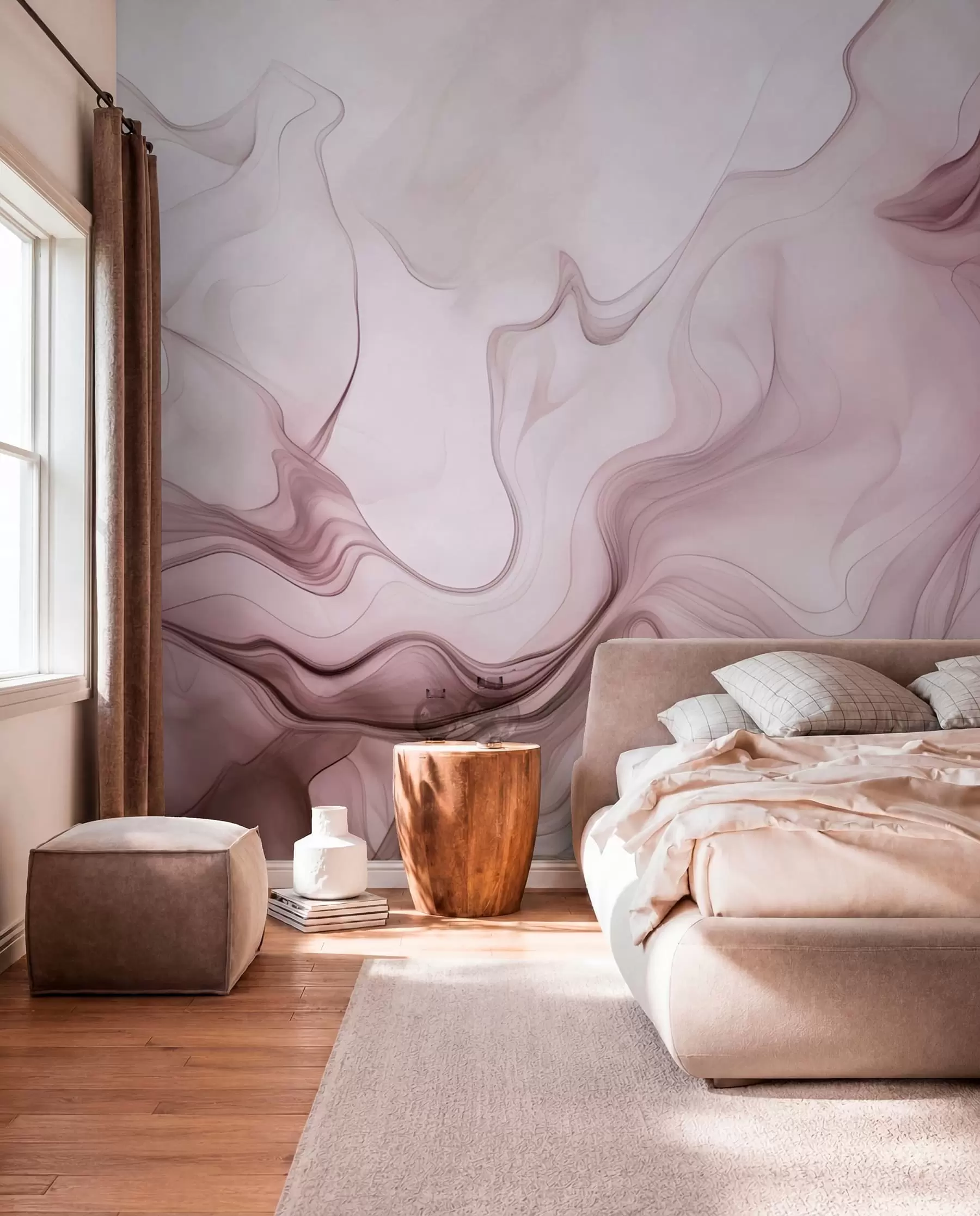wall murals Пастелни апстрактни таласи на светлој позадини w01185v2