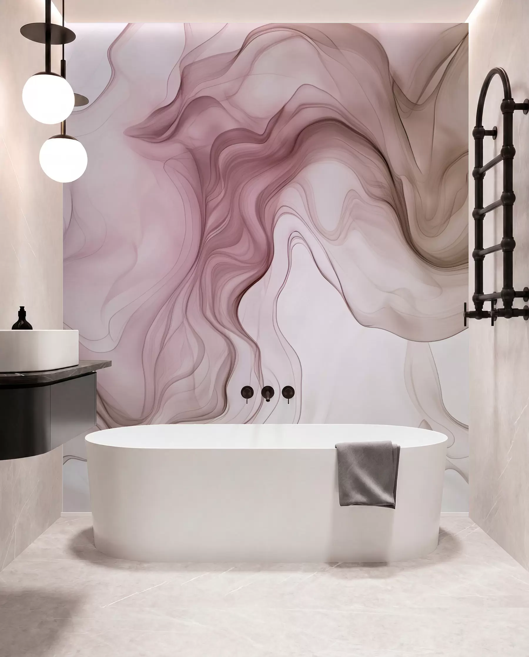 wall murals Пастелни апстрактни таласи на светлој позадини w01185v2