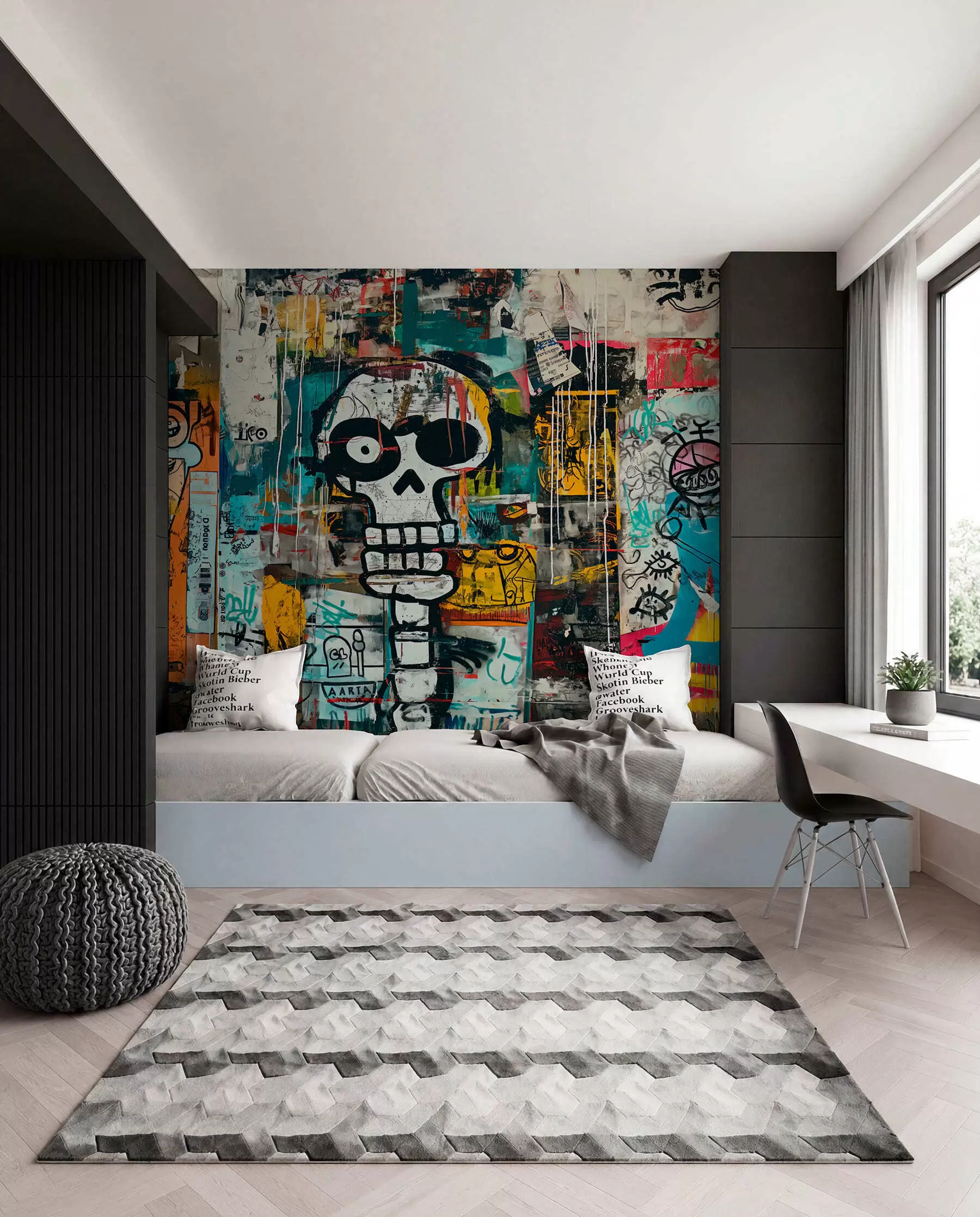 wall murals Lobanja u grafitima w01187