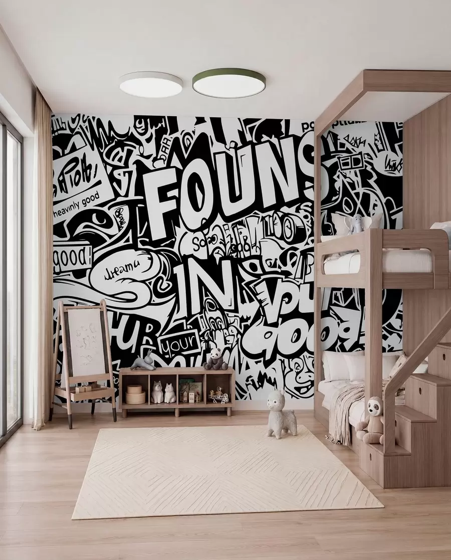 wall murals Црно-бели графити w01190