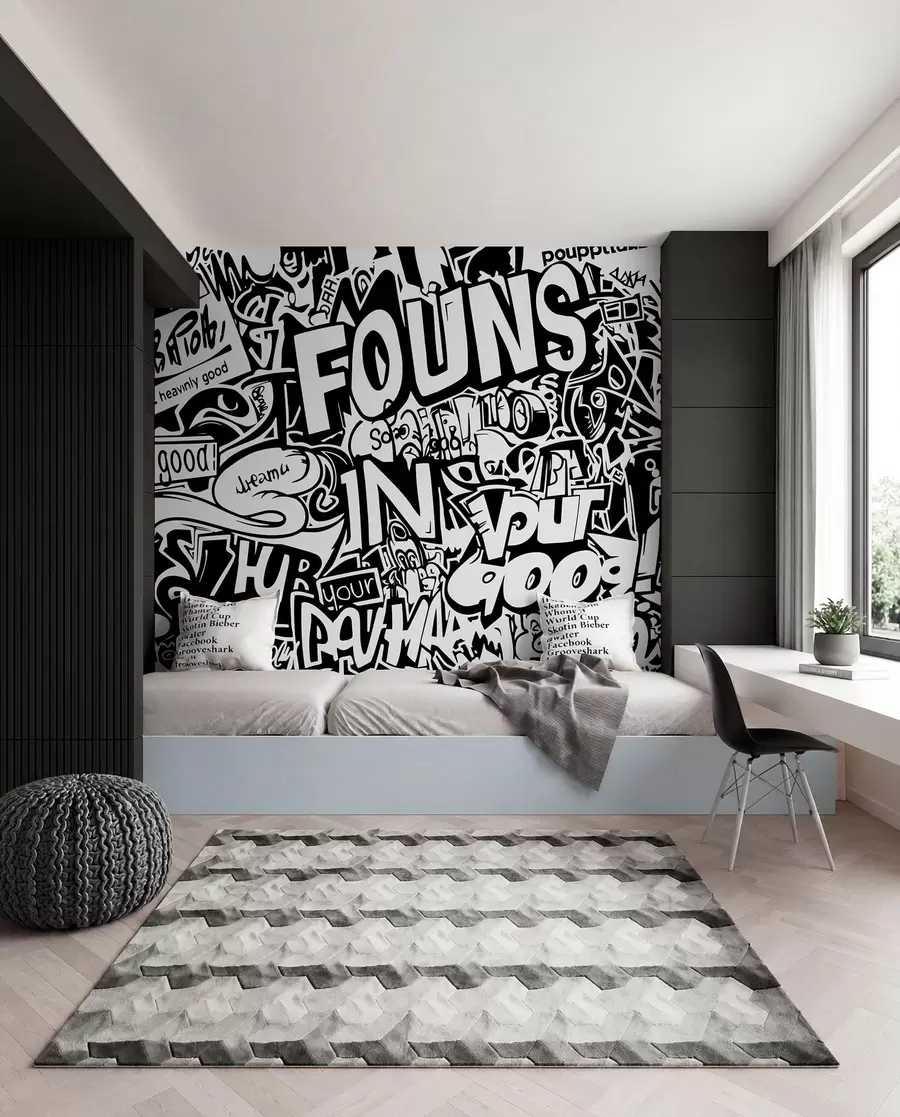wall murals Црно-бели графити w01190