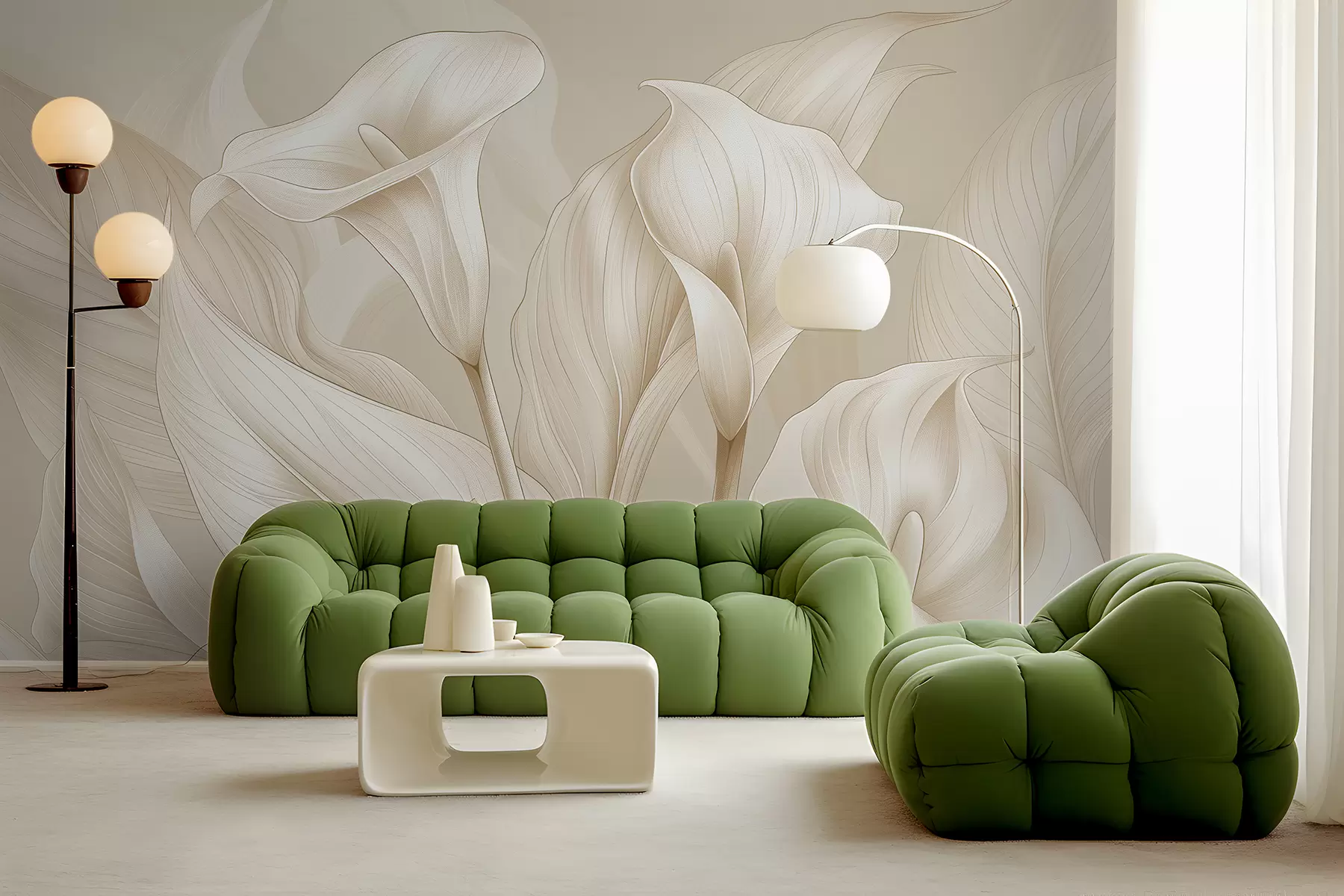 wall murals нежно цвеће у беж боји w01195