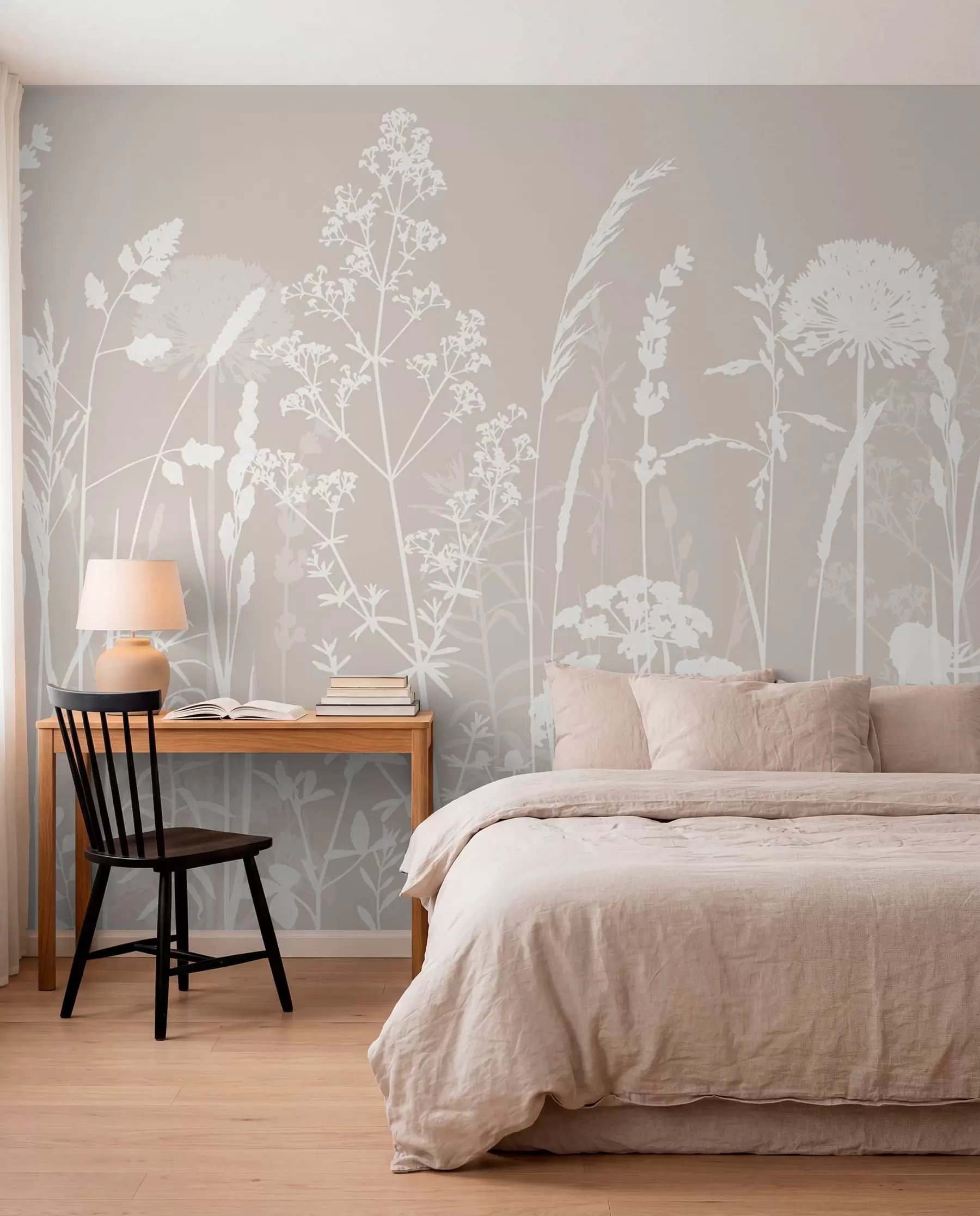 wall murals Bele siluete poljskog cvijeća w01270