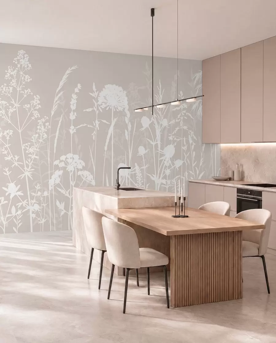 wall murals Нежне пољске биљке и цвеће минимализам w01270