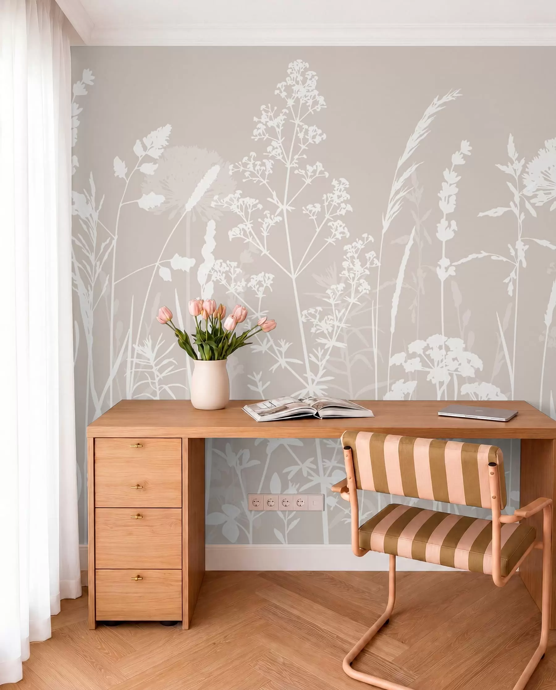 wall murals Bele siluete poljskog cvijeća w01270