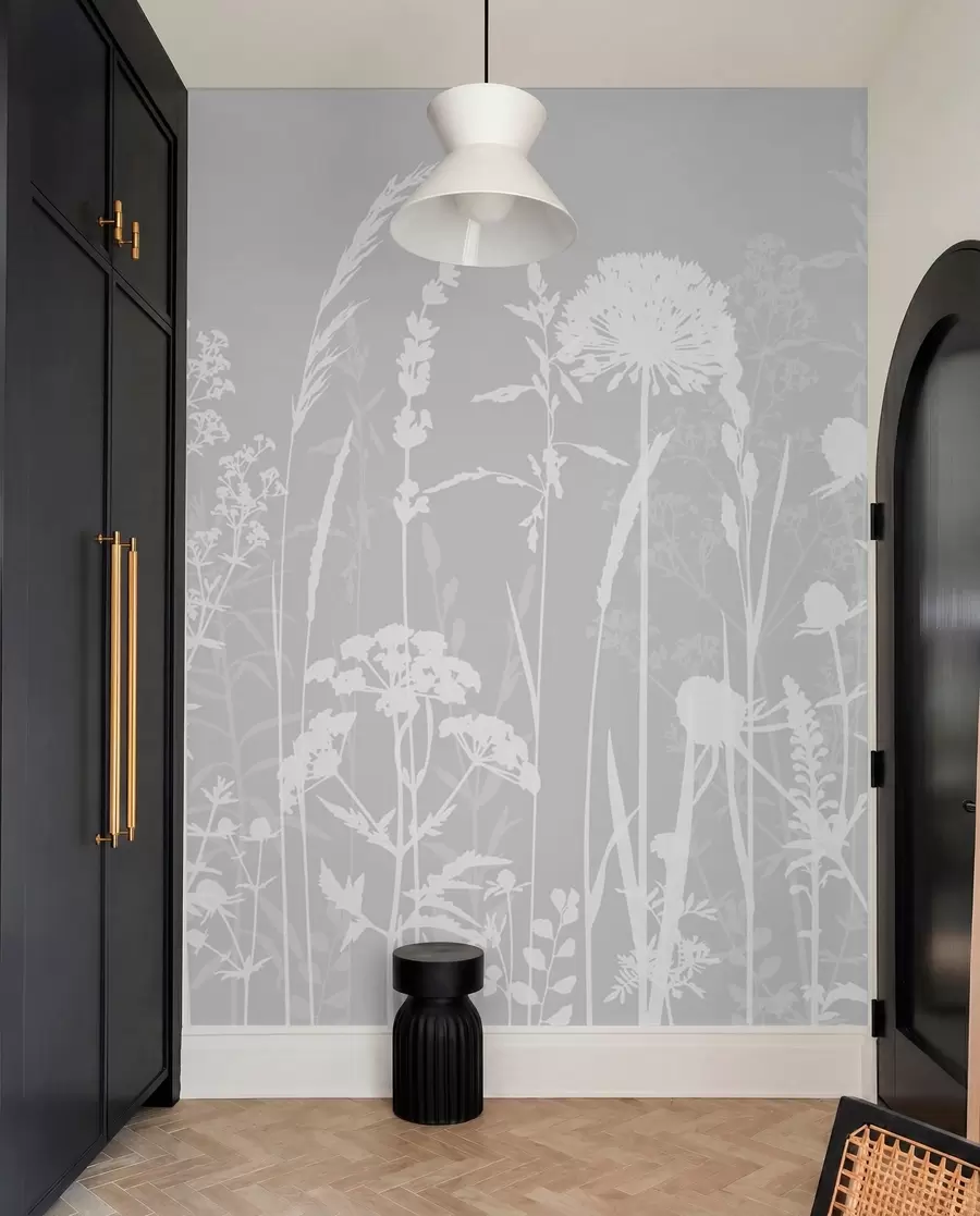 wall murals Siluete cvijeća na sivom w01270v1