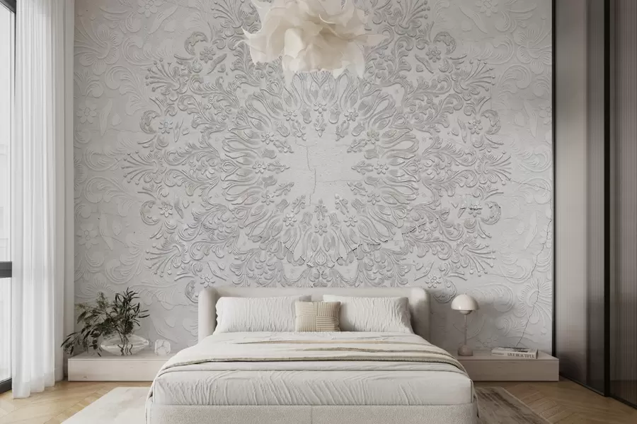 wall murals Веома детаљан отисак мандала ствара прелеп и деликатан дизајн чипке w01249
