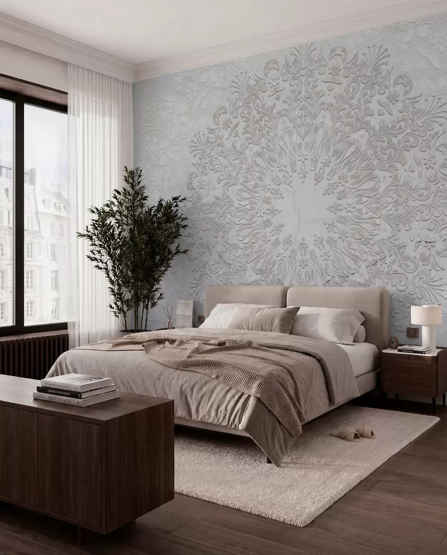 wall murals Веома детаљан отисак мандала ствара прелеп и деликатан дизајн чипке w01249
