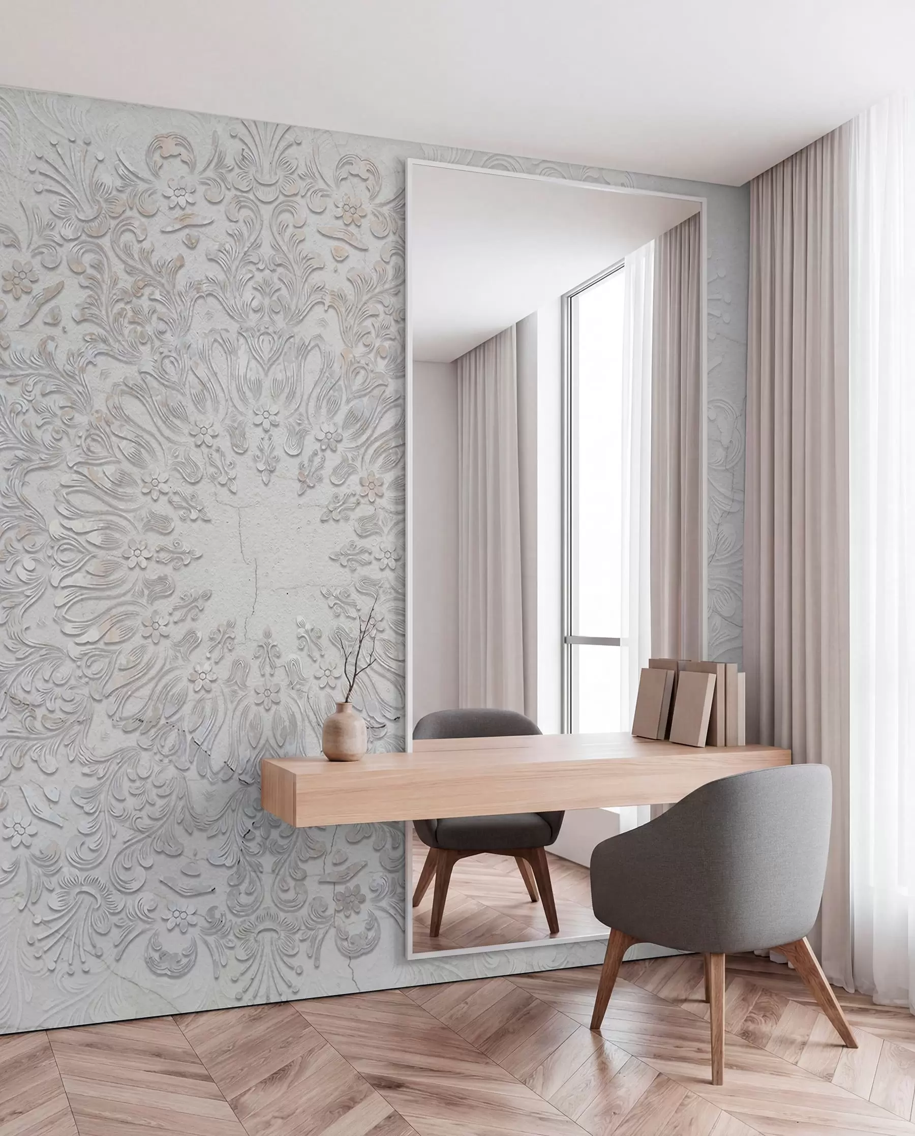 wall murals Веома детаљан отисак мандала ствара прелеп и деликатан дизајн чипке w01249