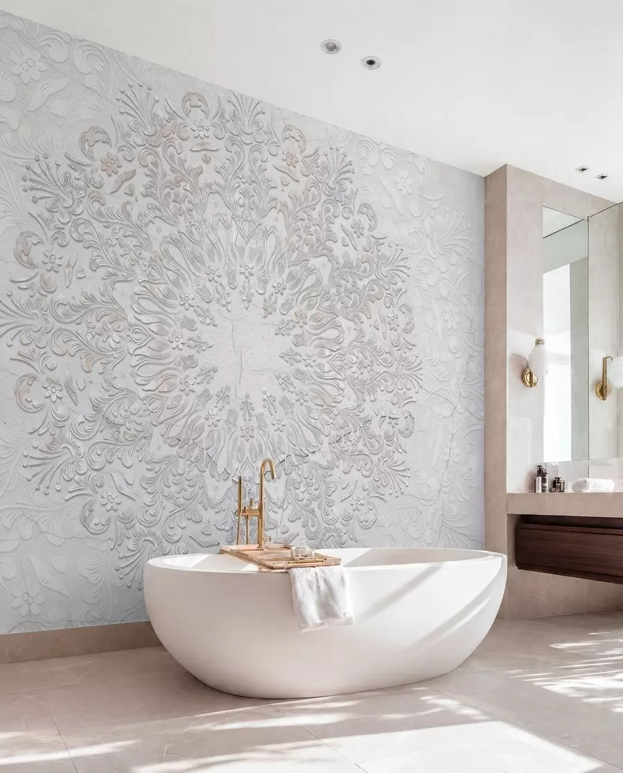 wall murals Веома детаљан отисак мандала ствара прелеп и деликатан дизајн чипке w01249