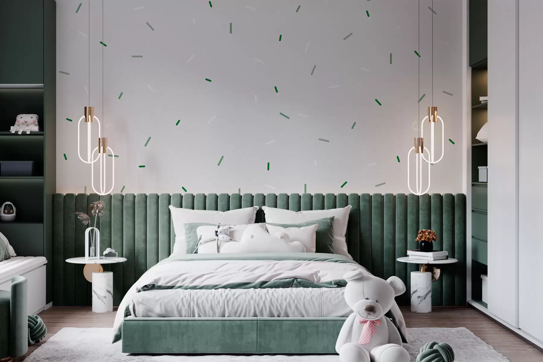 wall murals Глазура за крофне у скандинавском стилу минимализам зелене боје w07915v3