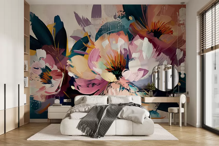 wall murals Велики цветови су насликани уљем w07940