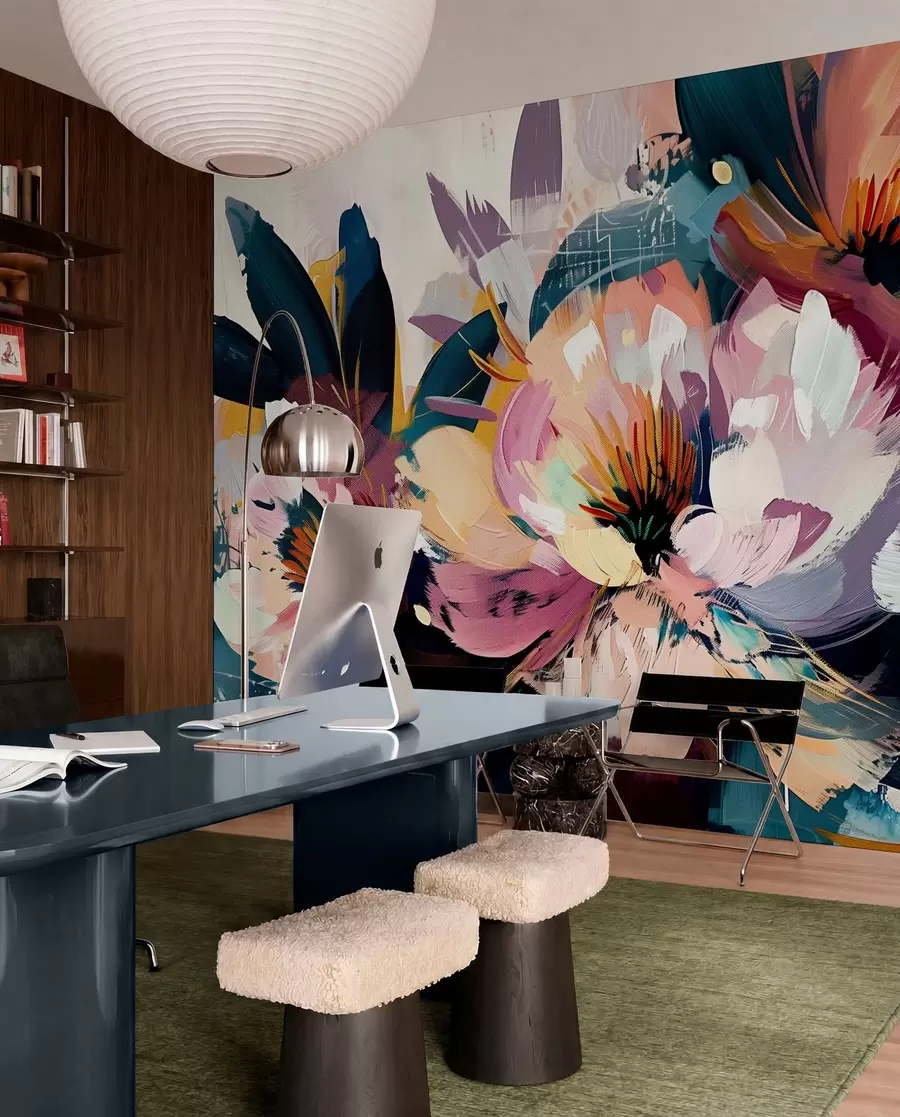 wall murals Велики цветови су насликани уљем w07940