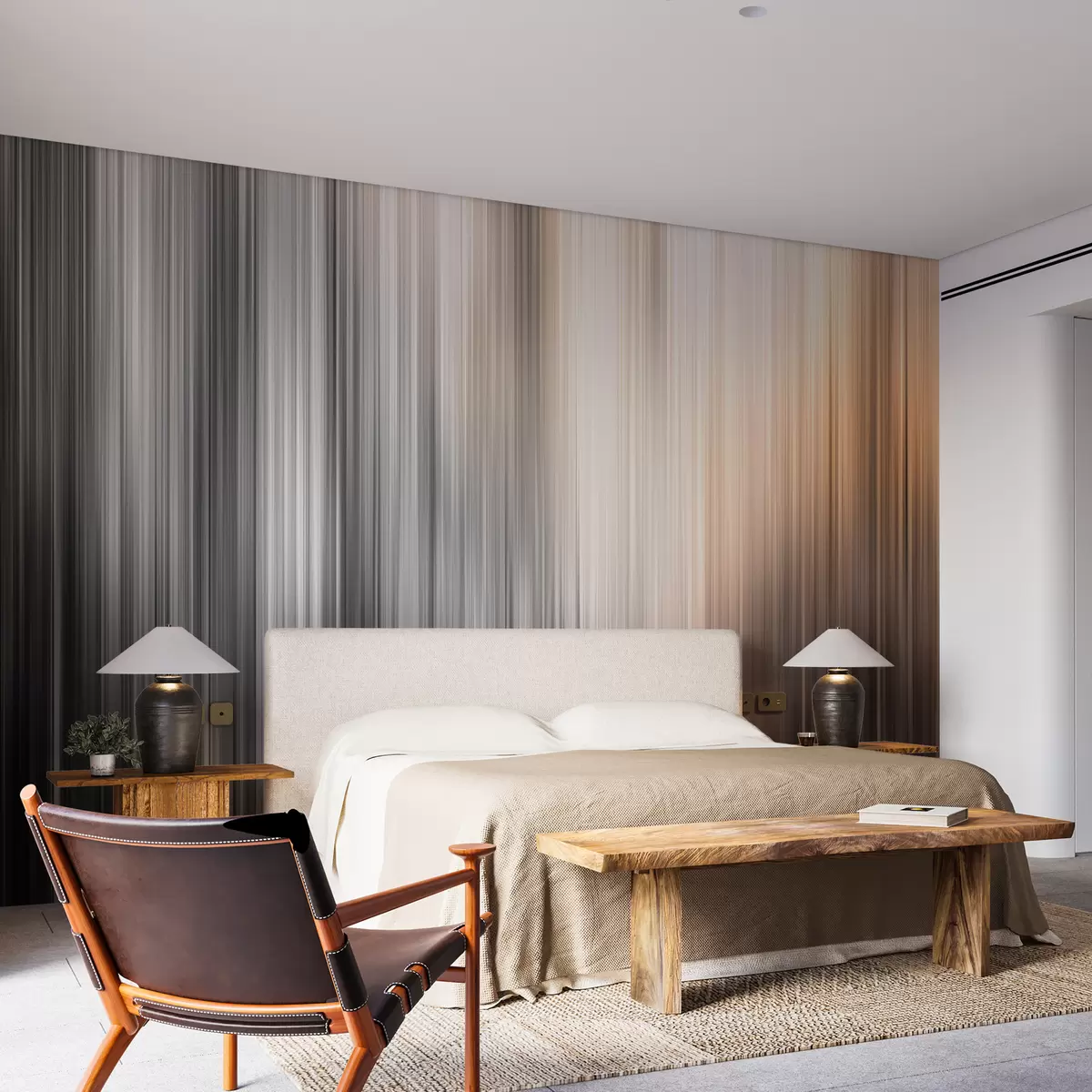 wall murals Замућена позадина са различитим вертикалним наранџастим линијама w07946