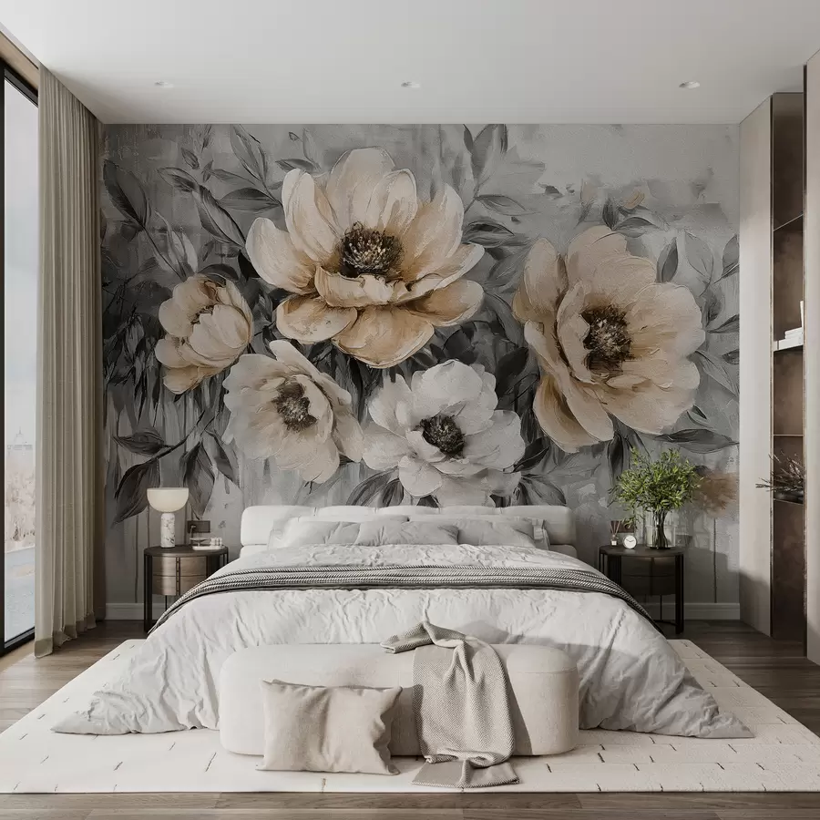 wall murals апстрактни цветни божури акварел у пастелним тоновима w07948v2