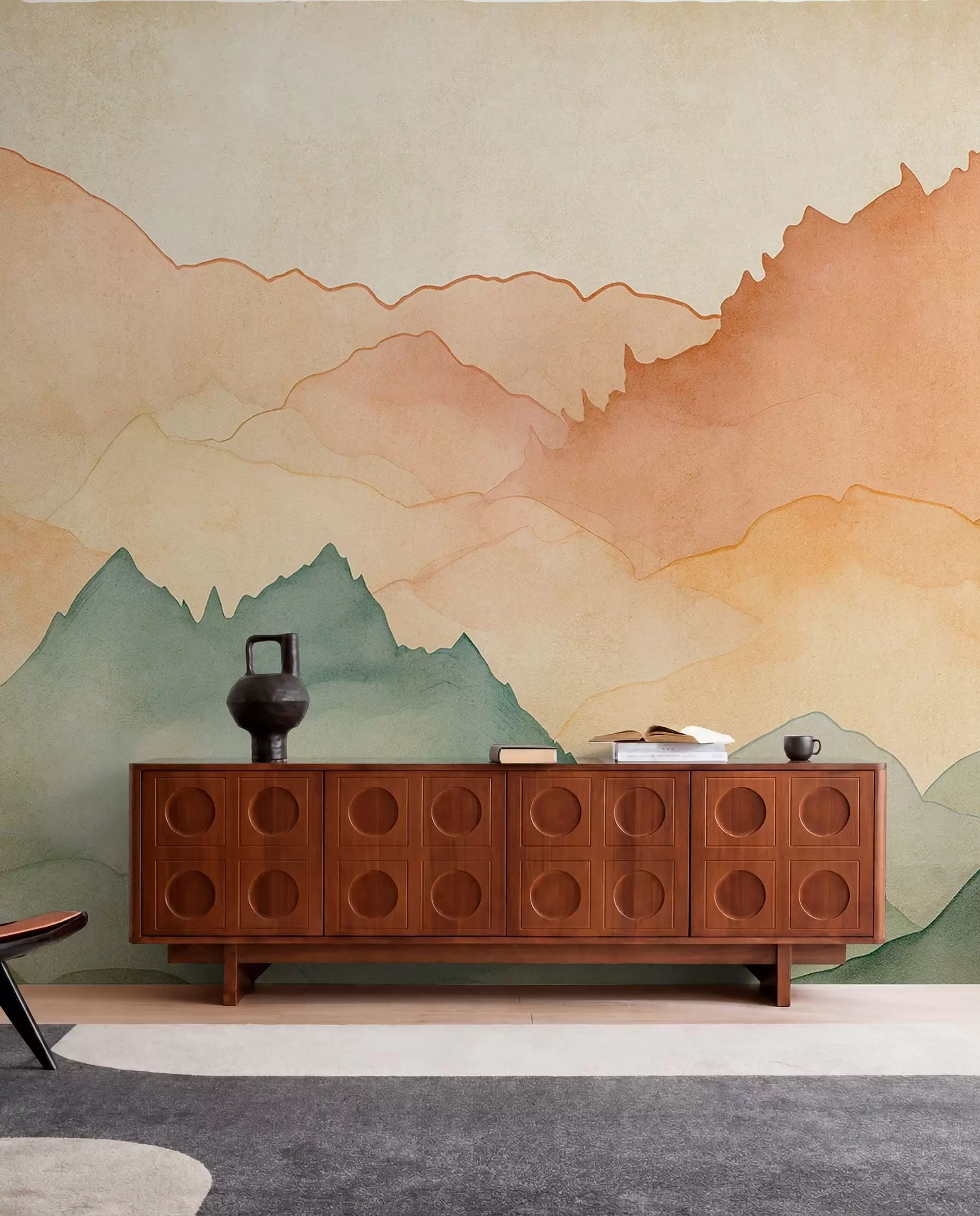 wall murals Планински венци, акварел берба, розе, плаве и жуте боје w07965