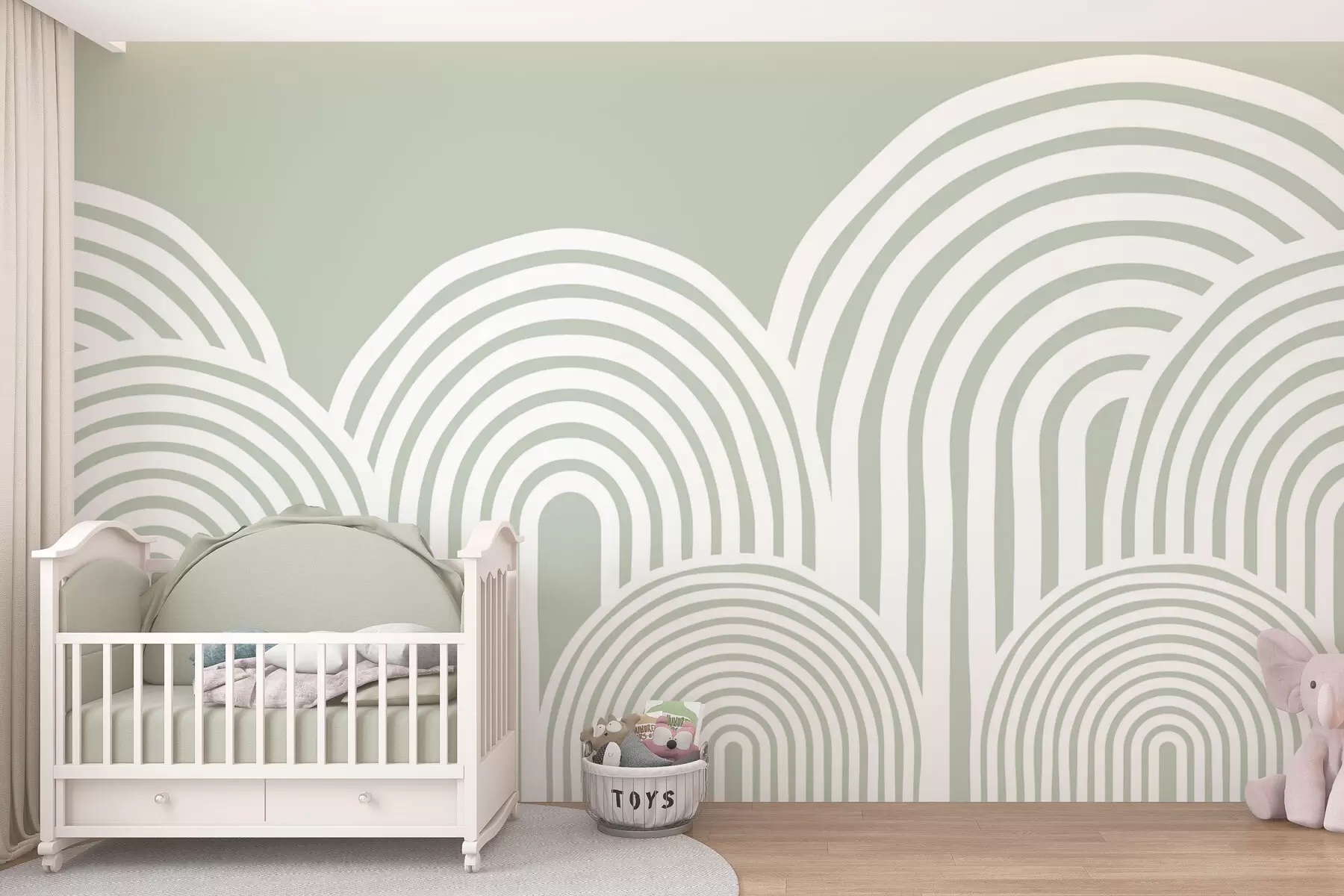 wall murals Таласасти лукови у скандинавском стилу минимализам зелене боје w08037v2