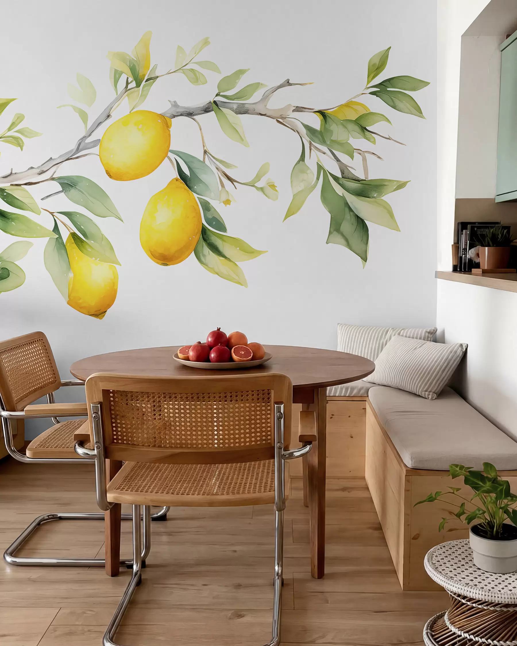 wall murals Грана акварела са листовима и плодовима лимуна w08096