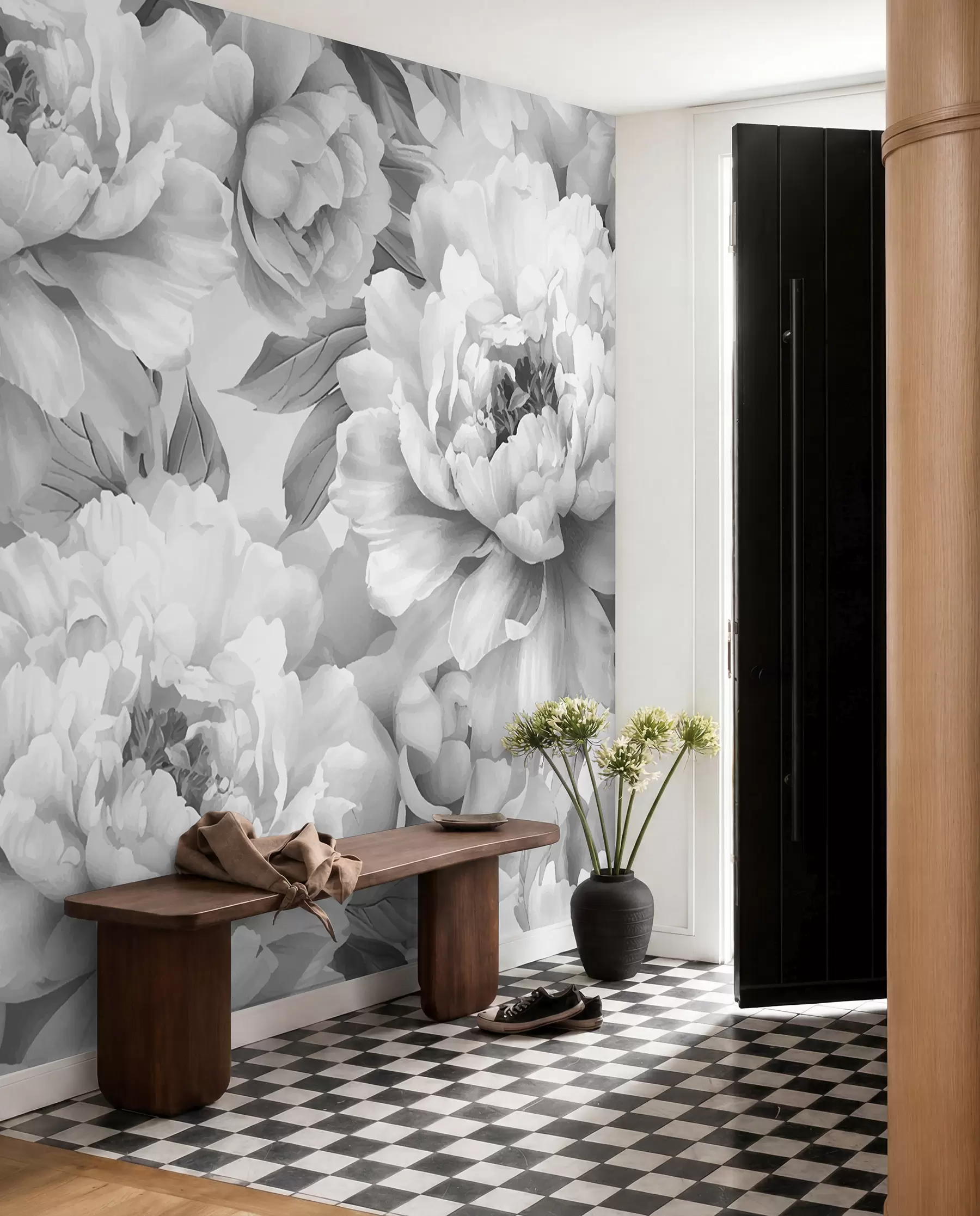 wall murals Црно-бели божури w08068