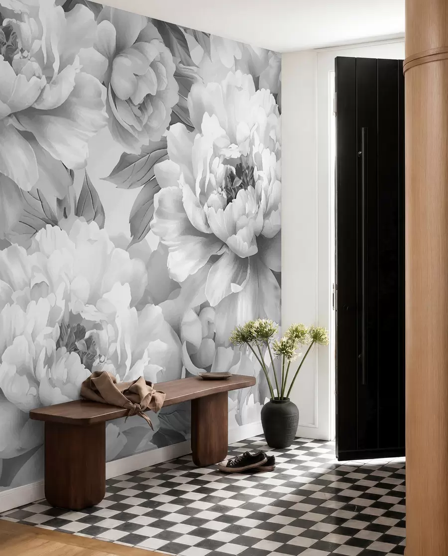 wall murals Црно-бели божури w08068