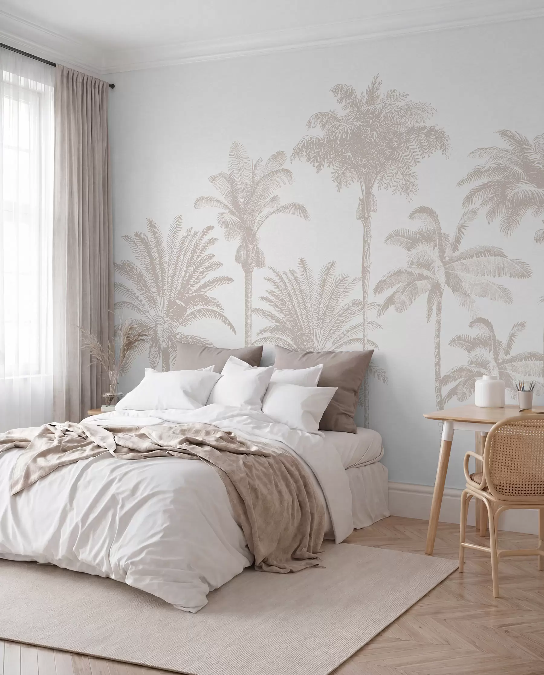 wall murals Palmin gaj u boji pijeska w08111