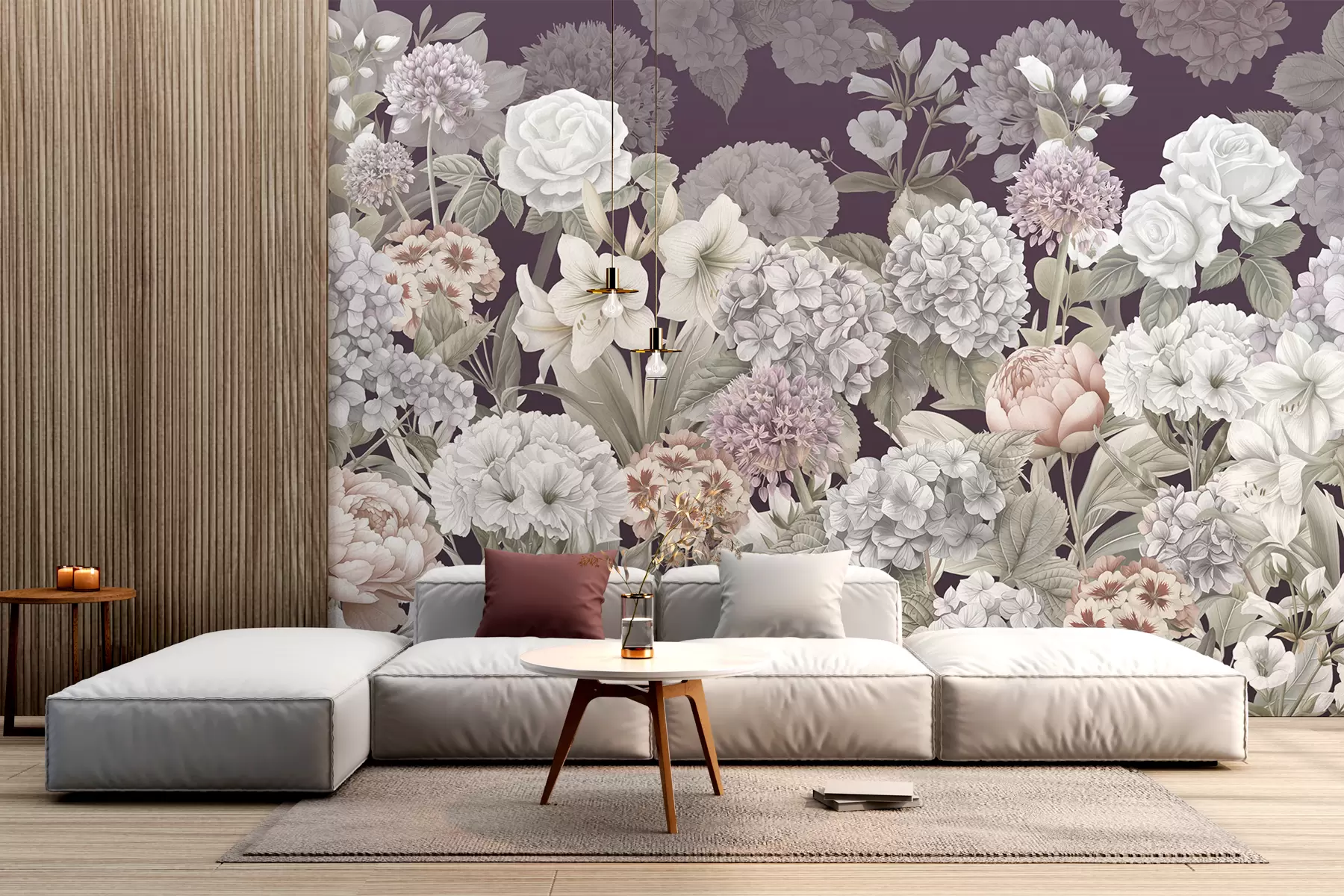 wall murals Магична летња башта на гримизној позадини w08140v2