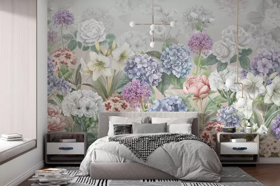 wall murals Магична летња башта са цвећем у пастелним бојама w08140v3