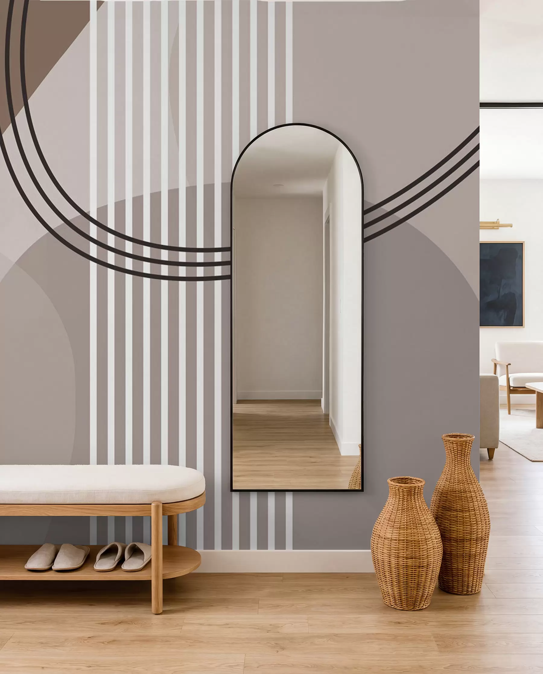 wall murals Геометријска апстракција линија и круг минимализам модеран стил  w08173