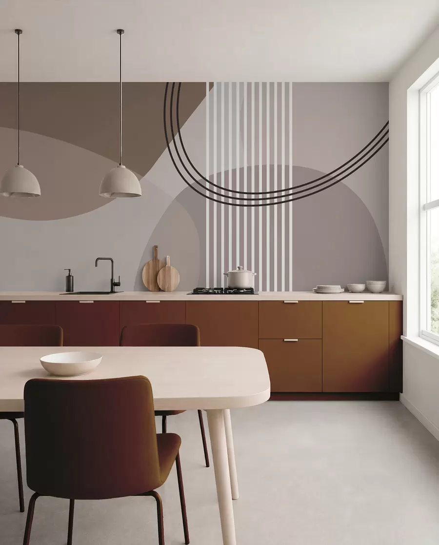 wall murals Геометријска апстракција линија и круг минимализам модеран стил  w08173