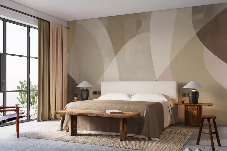 wall murals Меке облине пригушених тонова са течним линијама и беж преливима, минималистички и модерно w01334v1