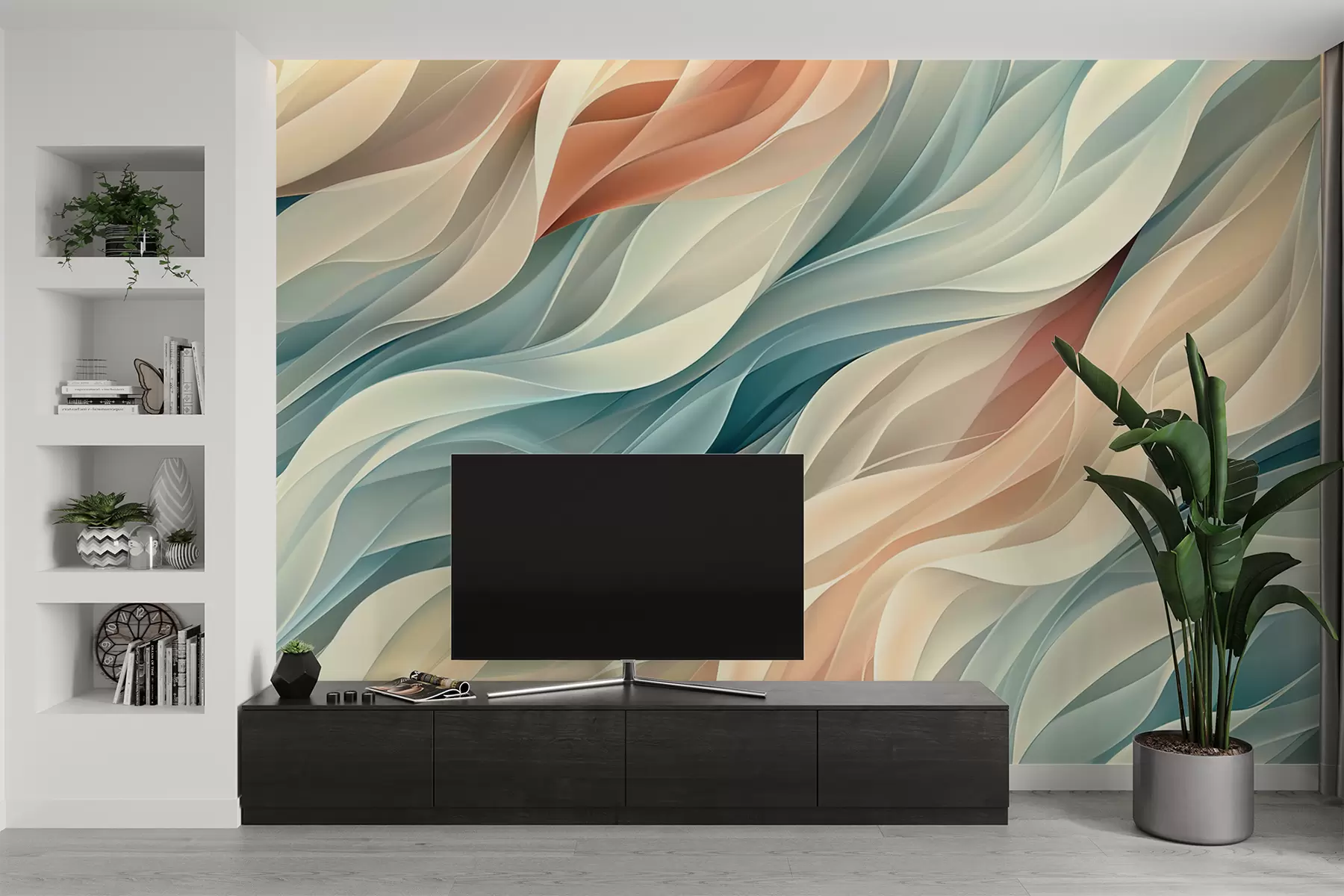 wall murals Очаравајући апстрактни дизајн са меким пастелним таласима w01335